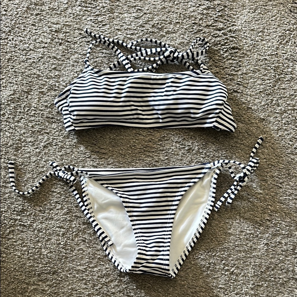 Striped Navy and White Swim, size small